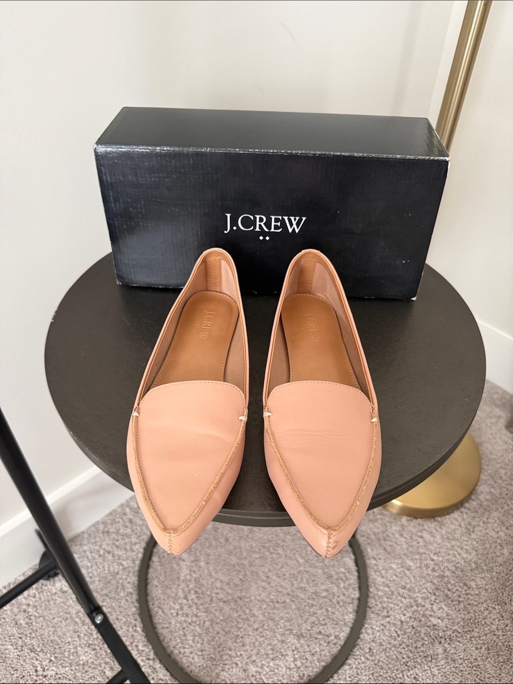 J. Crew Women's Blush Pink Pointed Leather Loafers